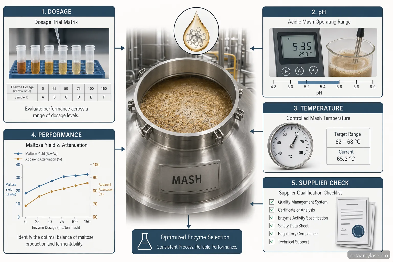 beta amylase enzyme for sale brewing guide, dosage pH and temperature factors for maltose yield and attenuation